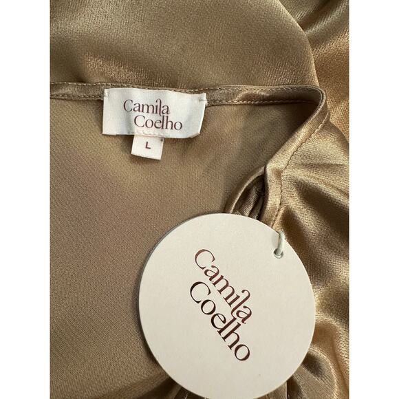 Camila Coelho Mini Slip Dress Adora Toffee Brown size Large New - Picture 2 of 5